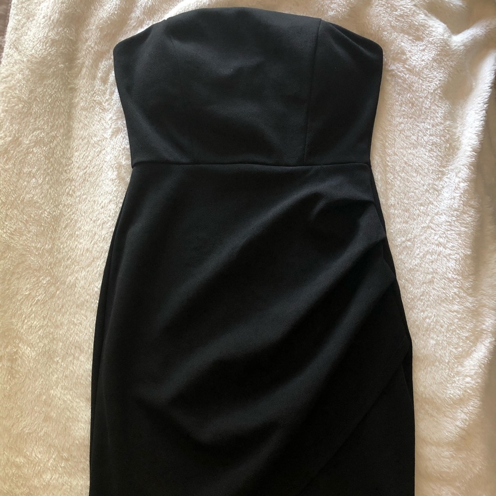 Strapless surplice bodycon dress